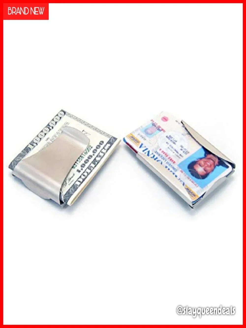 Slim Minimalist Double-sided Metal Money Clip Wallet for Men, Stainless Steel